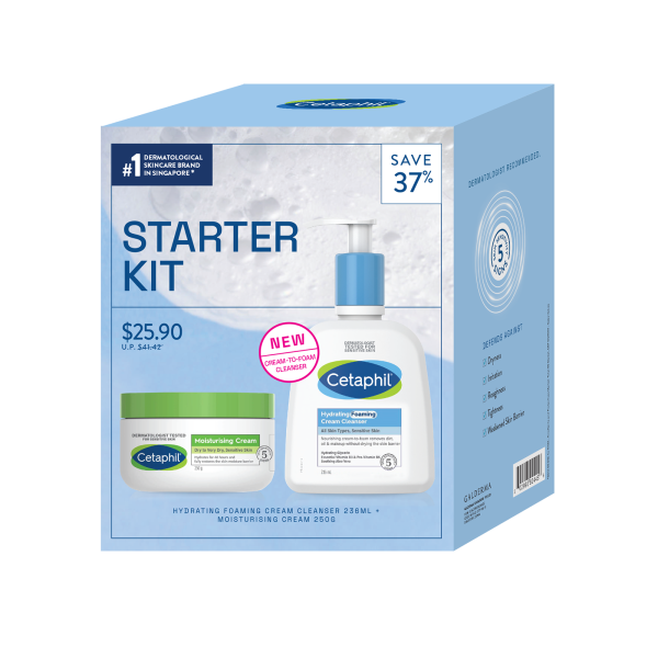 Cetaphil Hydrating Foaming Cleanser 236ml + Moist Cream 250g